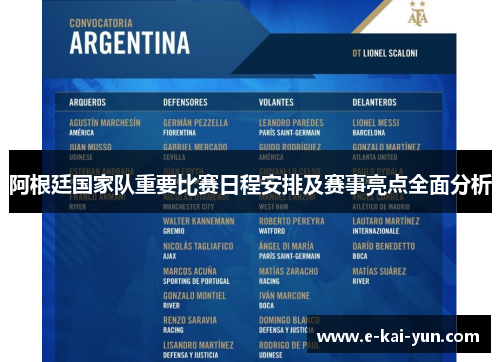 阿根廷国家队重要比赛日程安排及赛事亮点全面分析 阿根廷国家队重要比赛日程安排及赛事亮点全面分析